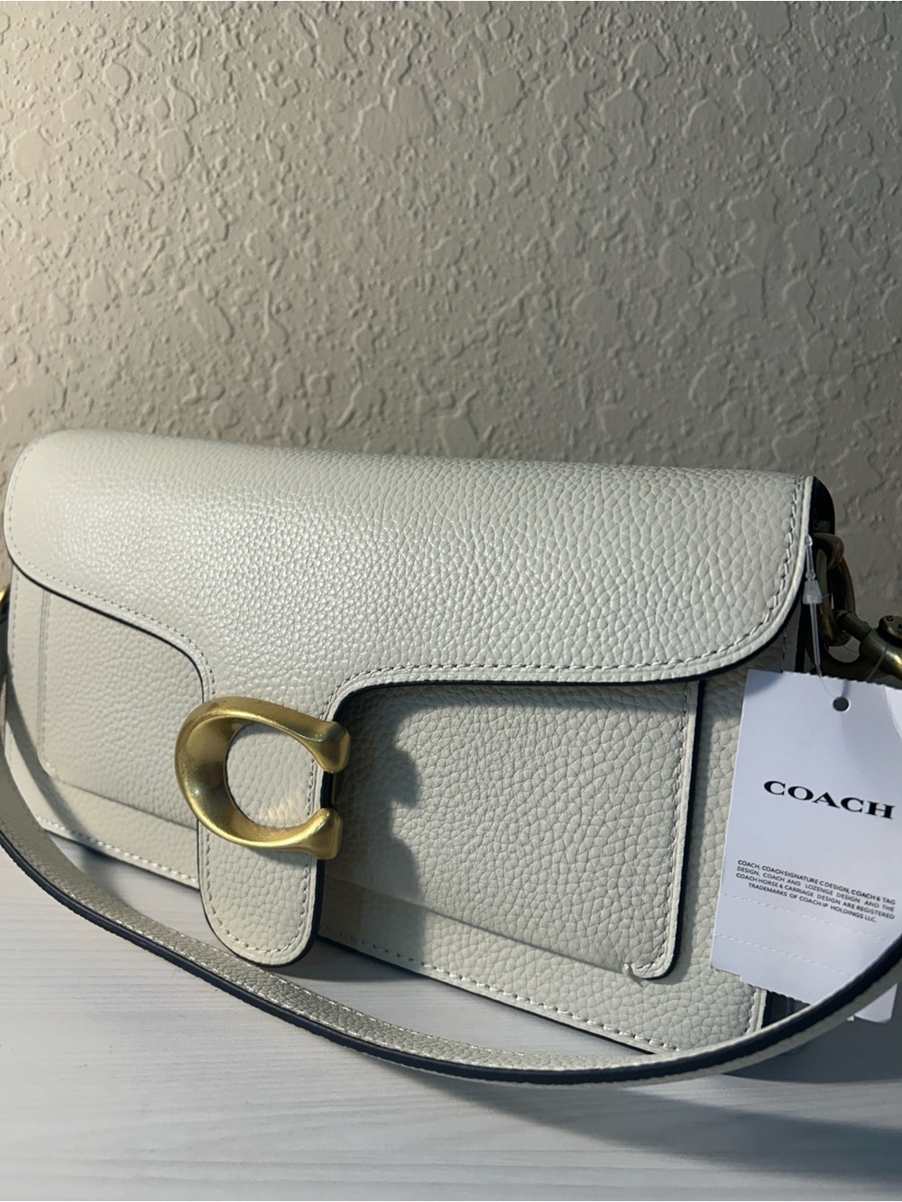 Coach Chalk Tabby 26 Pebbled Leather Crossbody with Brass C Accent